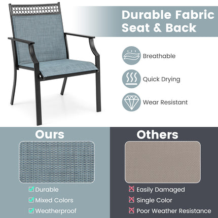 Patio Chairs Set of 2 with All Weather Breathable Fabric-Blue