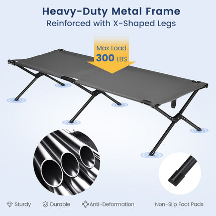 Adults Kids Folding Camping Cot-Gray