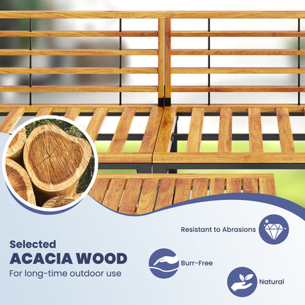 5-Piece Patio Acacia Wood Chair Set with Ottoman and Coffee Table-Navy