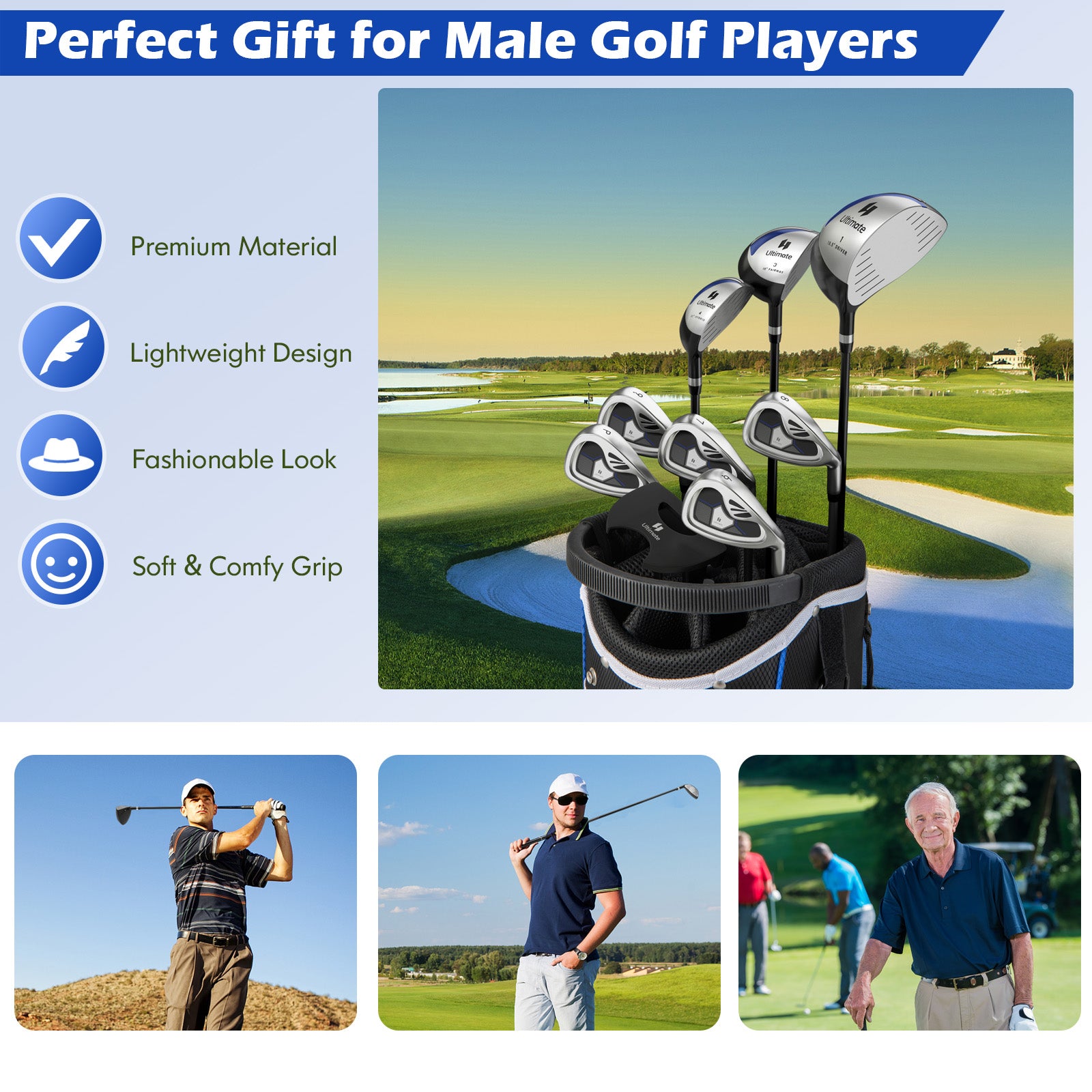 Men's 9 Pieces Complete Golf Club Set-Navy