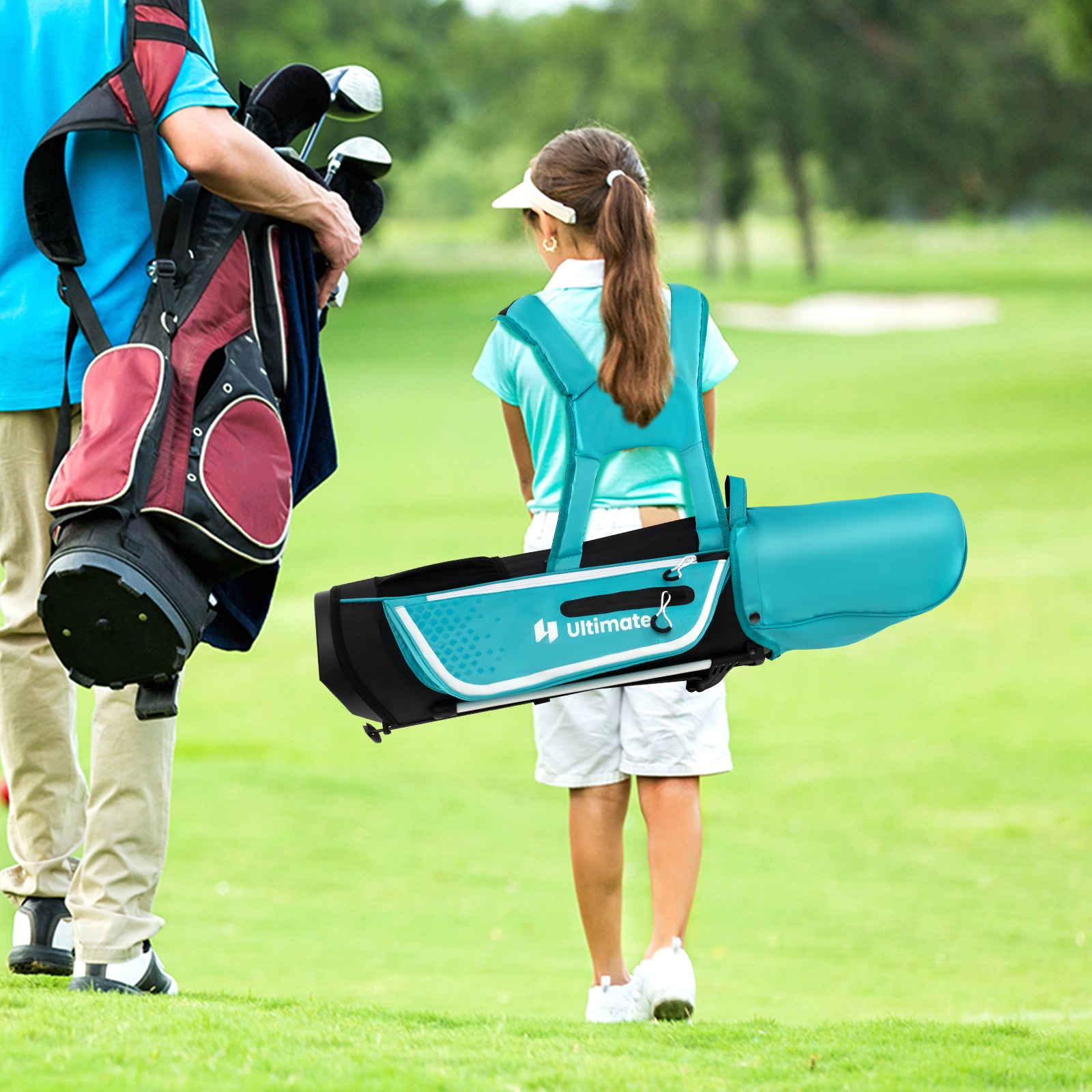 Junior Complete Golf Club Set for Kids with Rain Hood Right Hand Children Golf Age 8-10 Years Old-Blue