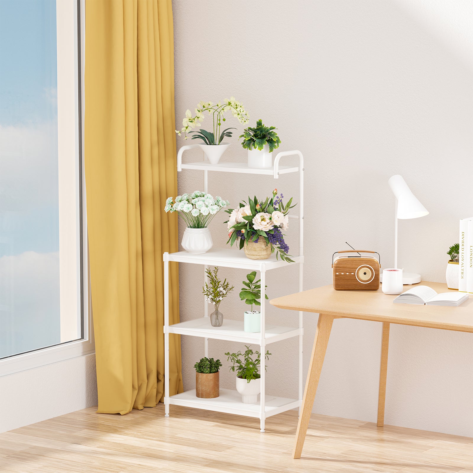 4-Tier Kitchen Storage Baker Microwave Oven Rack Shelves-White