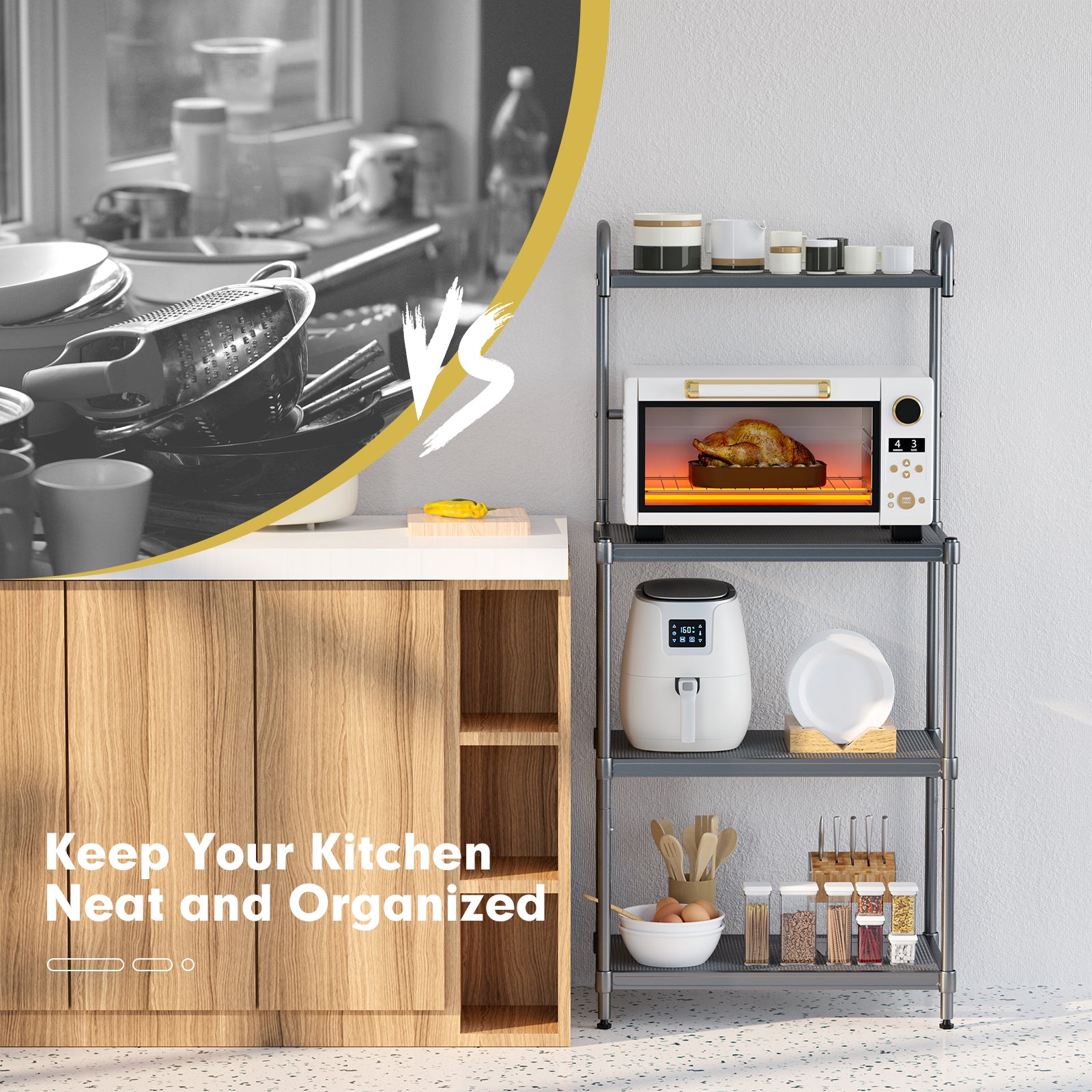 4-Tier Baker€™s Rack Stand Shelves Kitchen Storage Rack Organizer