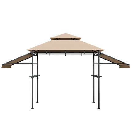 13.5 x 4 Feet Patio BBQ Grill Gazebo Canopy with Dual Side Awnings-Beige