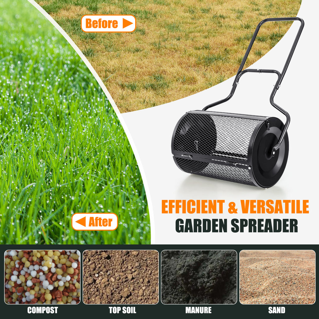 24€ Peat Moss Spreader with Upgrade Side Latches and U-shape Handle-Black