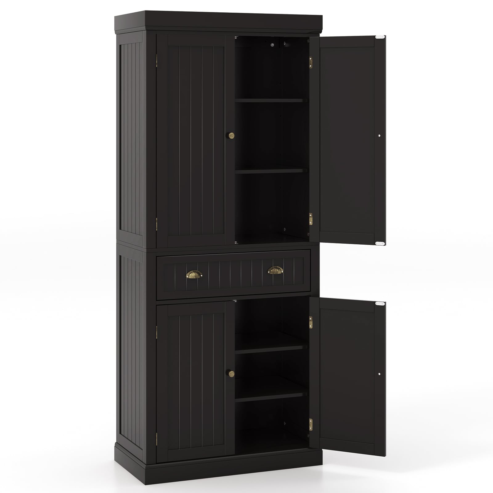 Cupboard Freestanding Kitchen Cabinet w/ Adjustable Shelves-Dark Brown