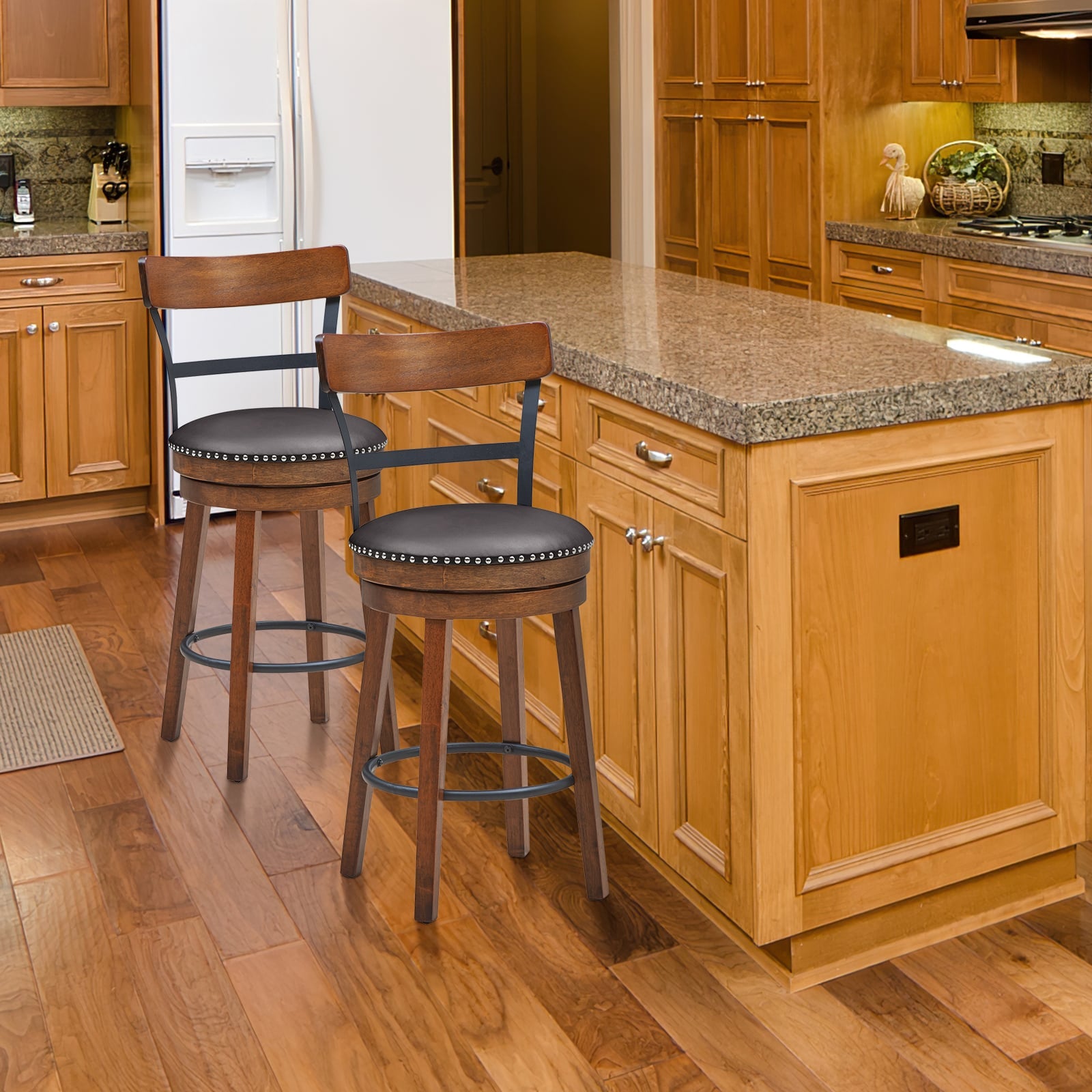 Set of 2 25.5 Inch Swivel Counter Height Bar Stool