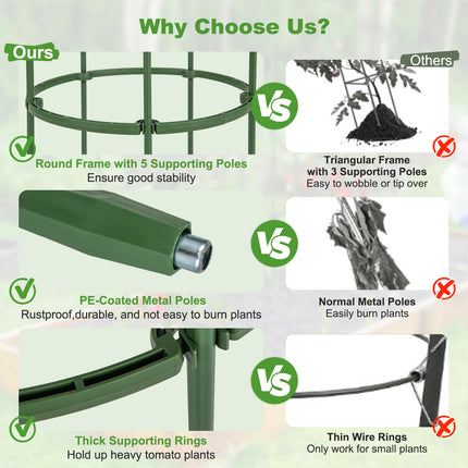 3-Pack Garden Trellis 40 Inch Tall Plant Support Stands with Clips and Ties-M