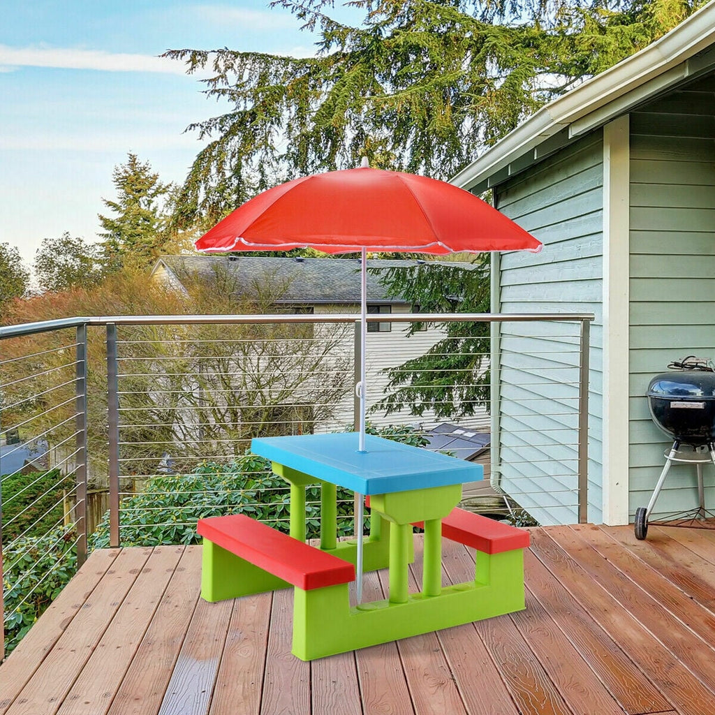 Table et bancs pliants de pique-nique pour enfants avec parasol