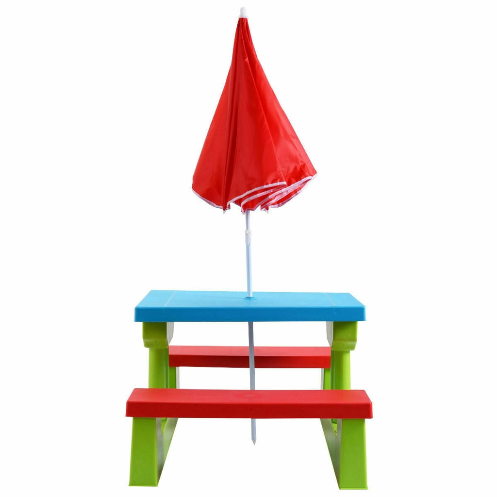 Table et bancs pliants de pique-nique pour enfants avec parasol