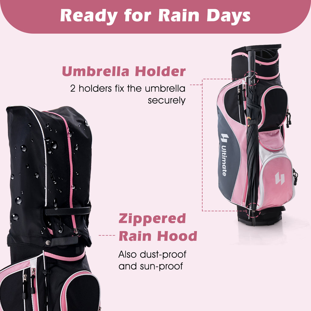 Women's Complete Golf Club Set Right Hand with Rain Hood-Pink