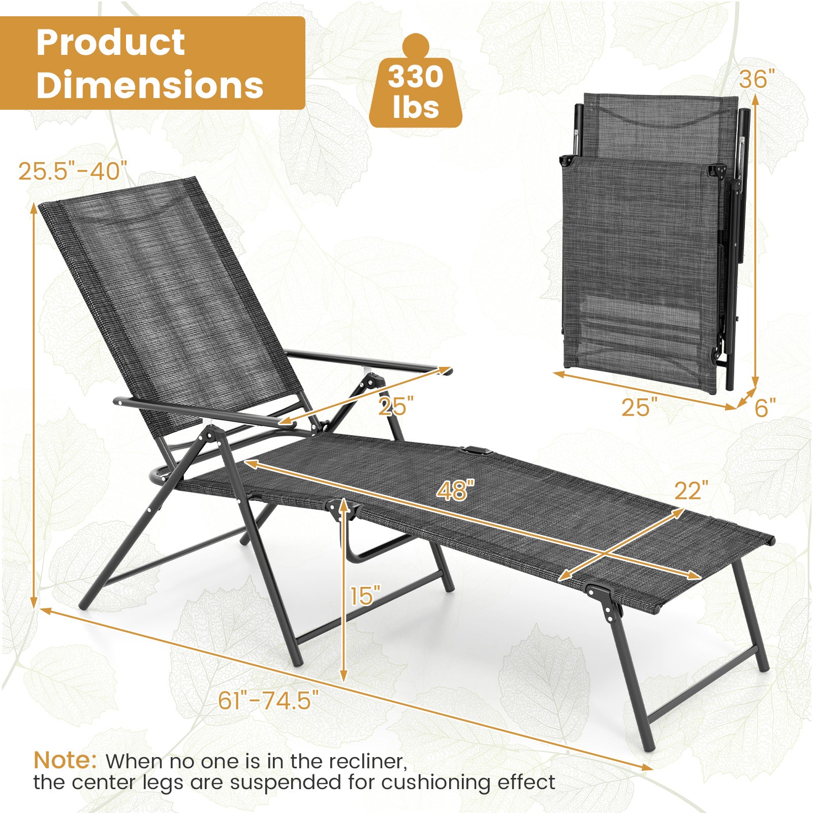 Lot de 2 chaises longues de jardin pliantes inclinables avec dossier à 6 positions – Gris