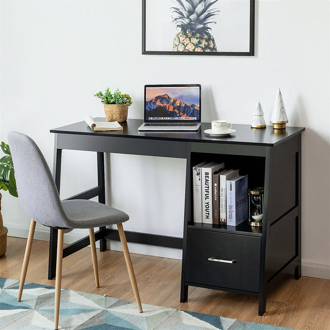 47.5 Inch Modern Home Computer Desk with 2 Storage Drawers-Black