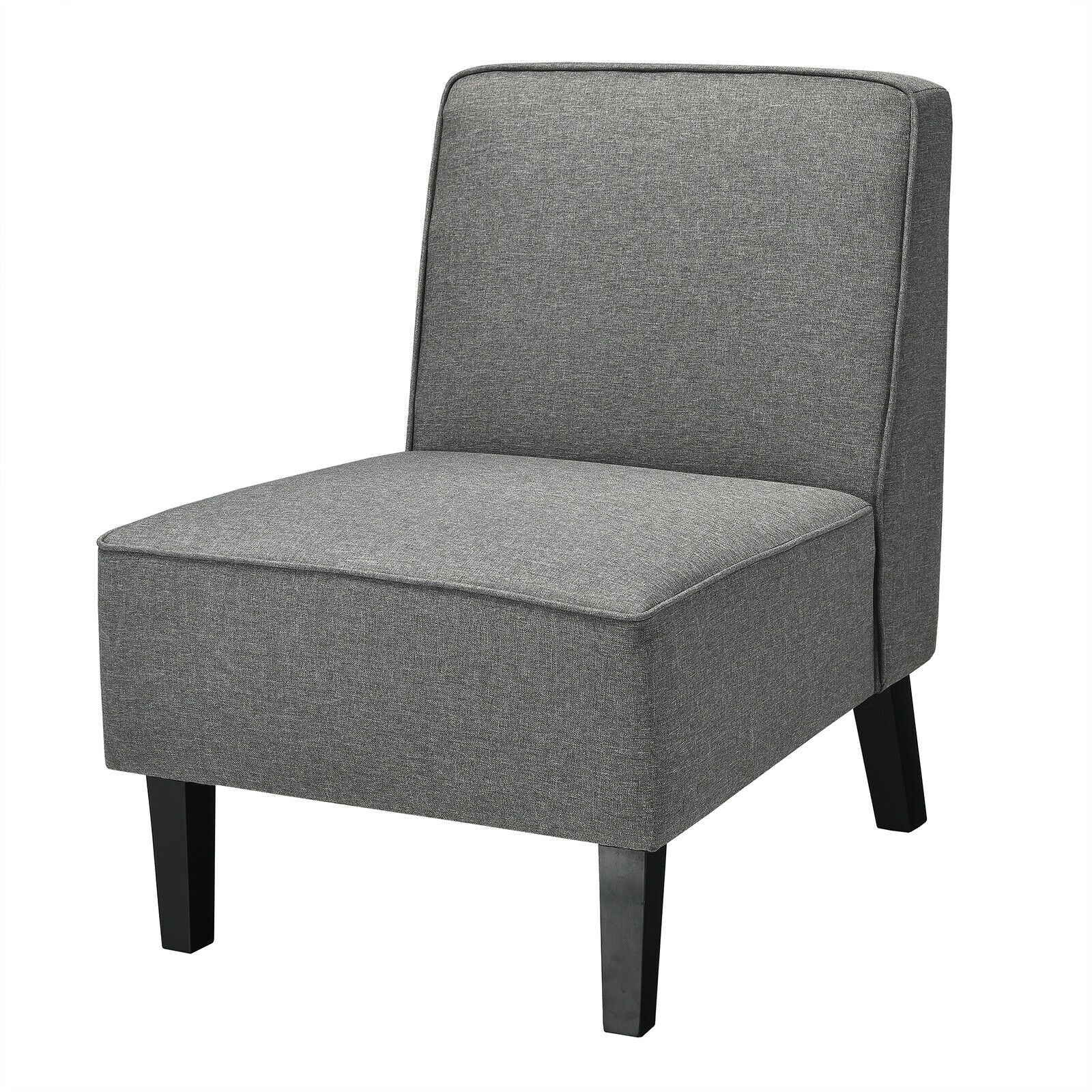 Single Fabric Modern Armless Accent Sofa Chair with Rubber Wood Legs-Gray