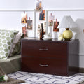 2-Drawer Dresser Horiztonal Organizer End Table Nightstand with Handle Wood-Brown
