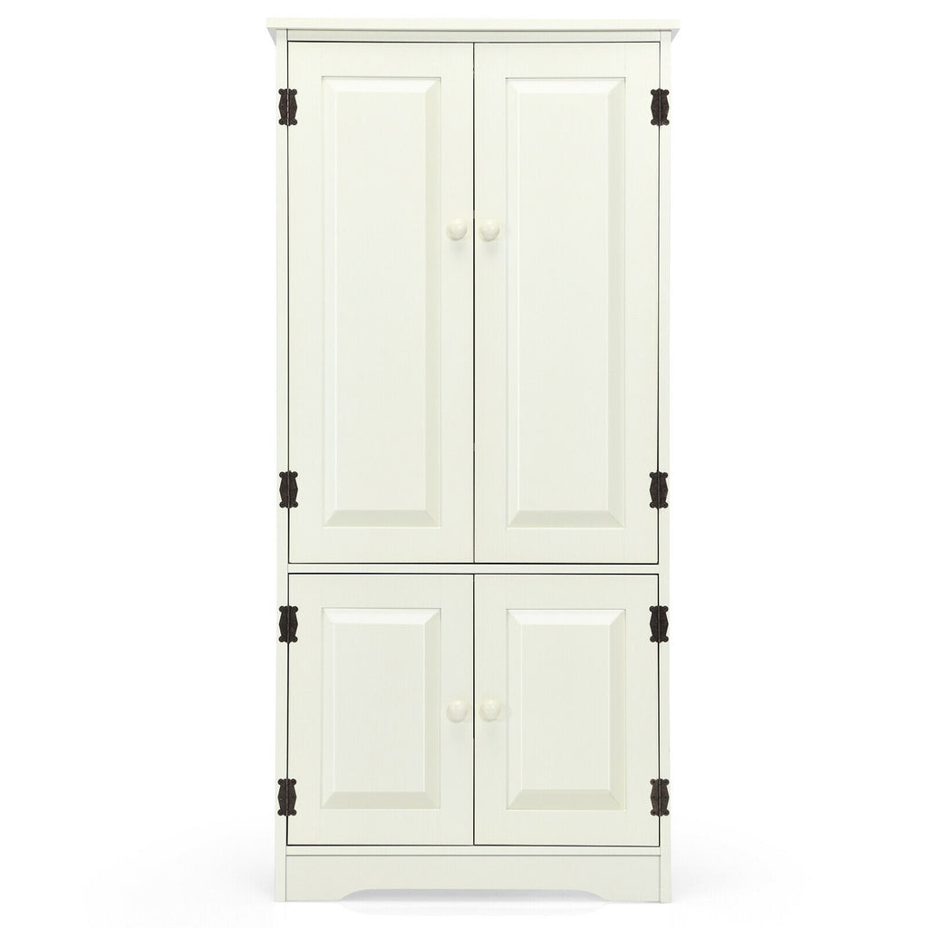 Accent Floor Storage Cabinet with Adjustable Shelves Antique 2-Door-Cream White