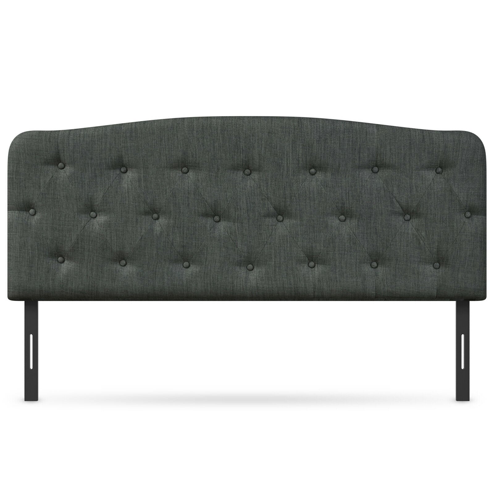 Faux Linen Headboard with Adjustable Heights-Dark Gray