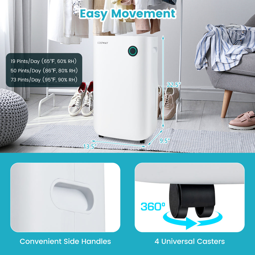 4500 Sq. Ft Dehumidifier with 5 Modes and 3-Color Indicator Light-White