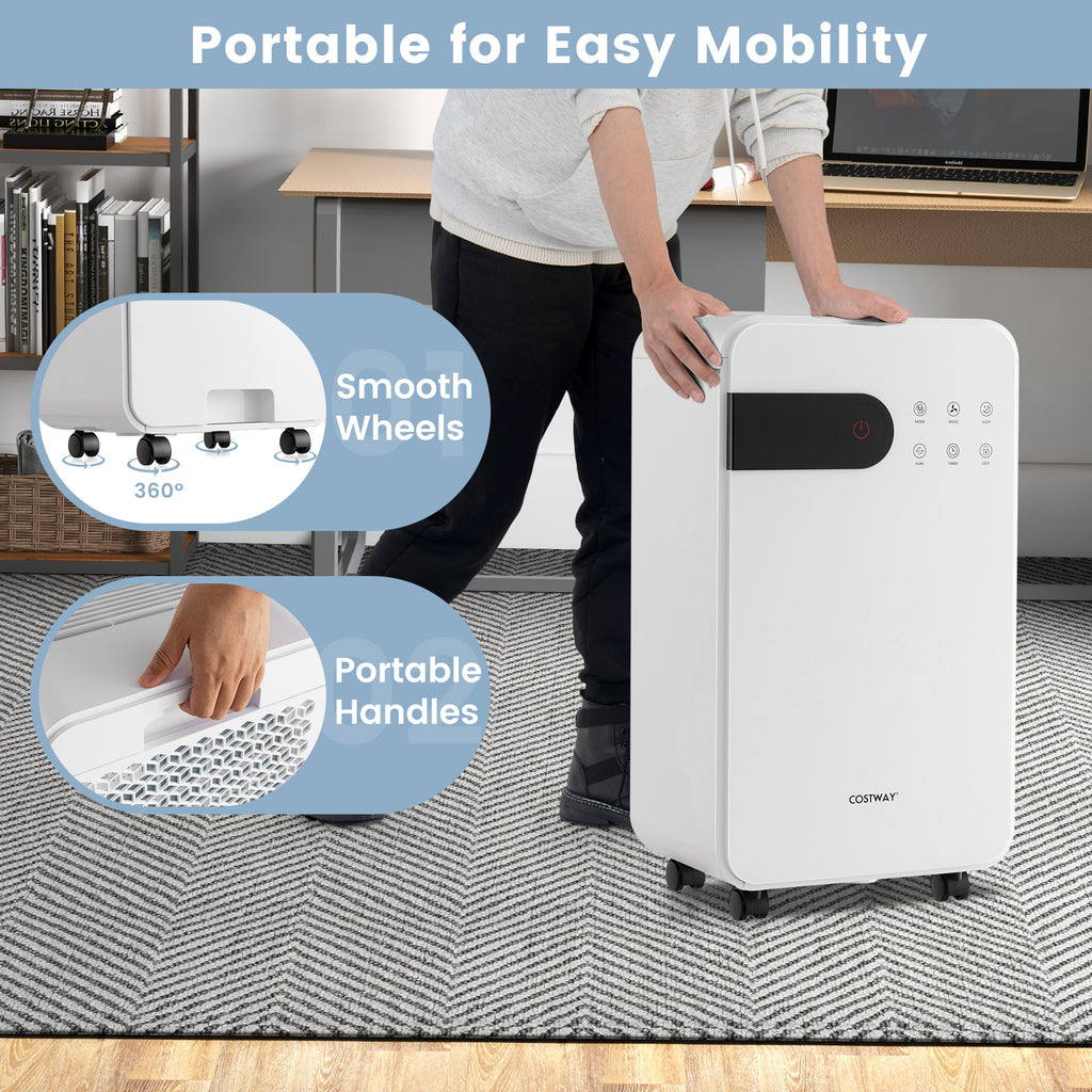 32 Pints Dehumidifier with Sleep Mode and 24H Timer for Home Basement-White