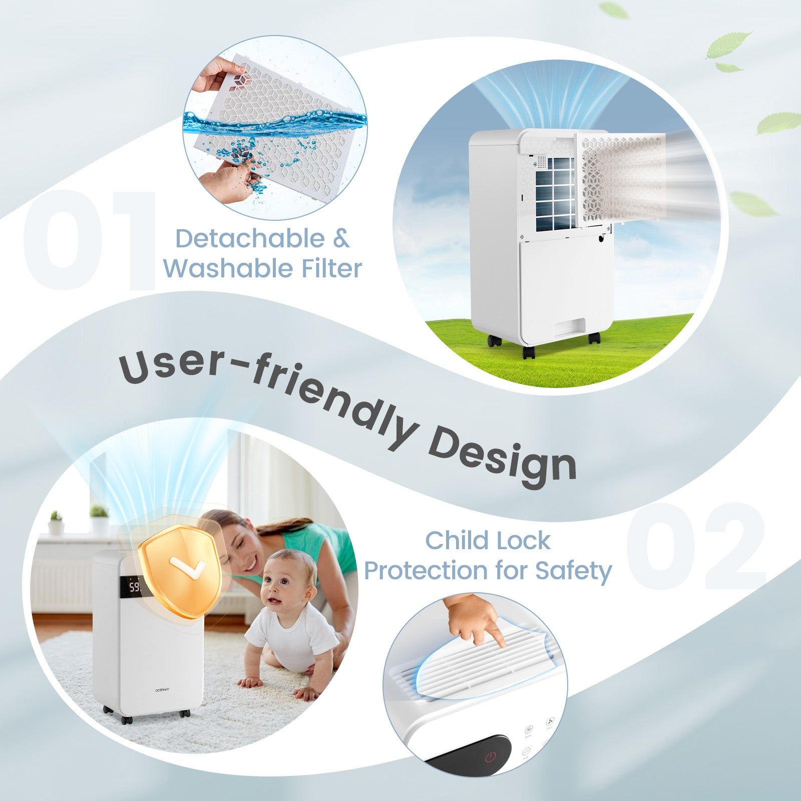 32 Pints Dehumidifier with Sleep Mode and 24H Timer for Home Basement-White