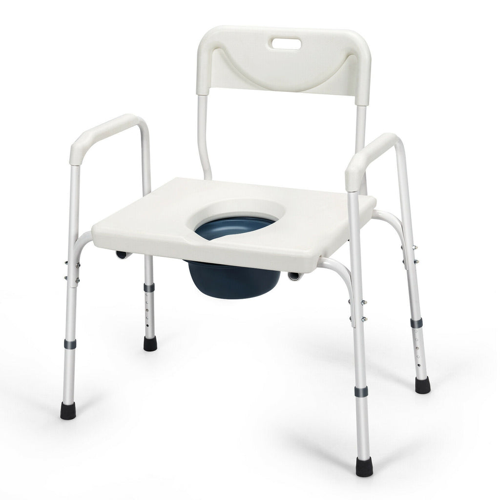 3-in-1 Bedside Commode Portable Toilet with Adjustable Height