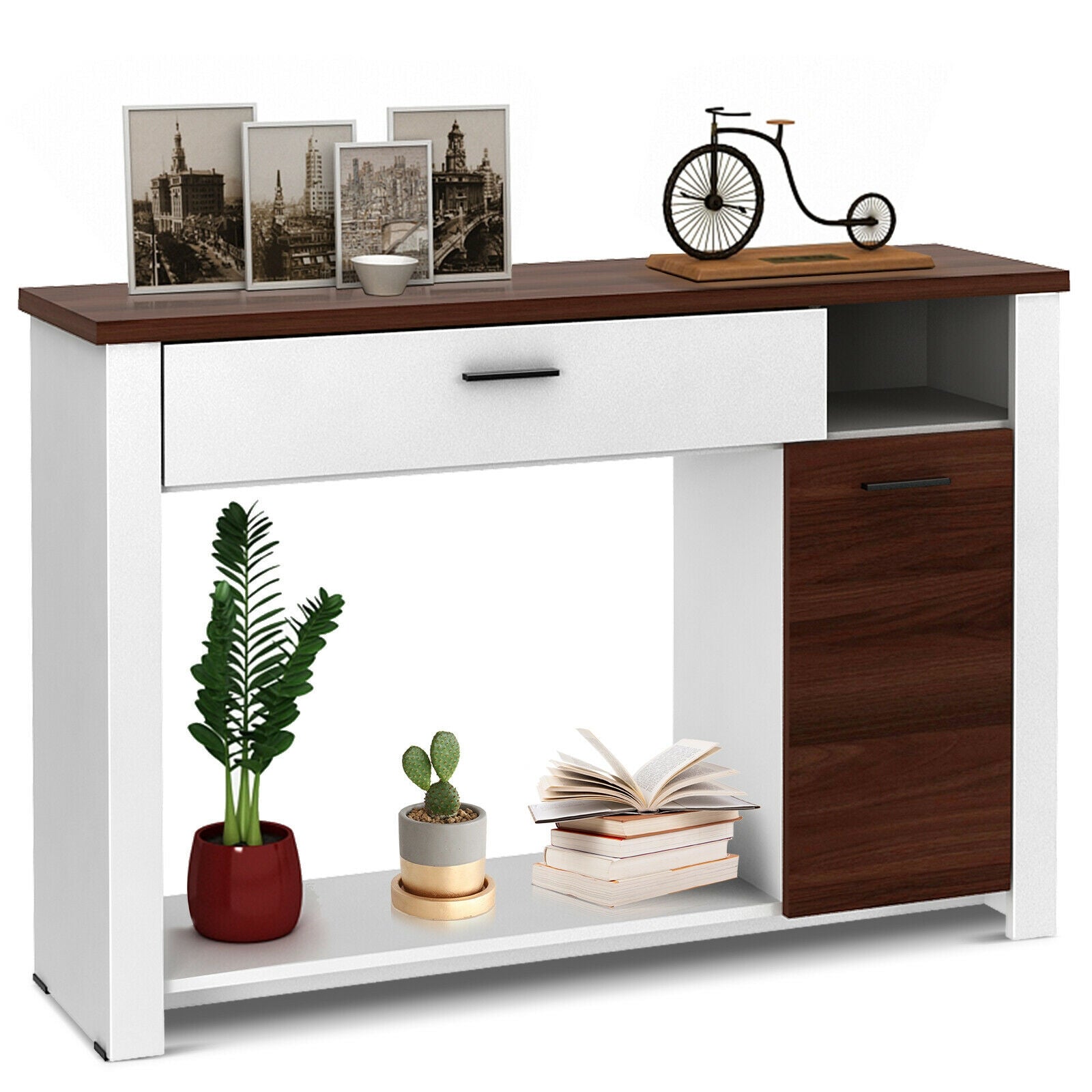 Table console de 48 po avec tiroir et armoire