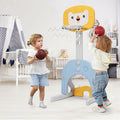 Ensemble de sport 3-en-1 avec panier de basketball réglable pour enfants - Jaune