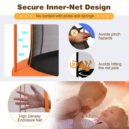 8 Feet Outdoor Unique Flower Shape Trampoline with Enclosure Net-Orange