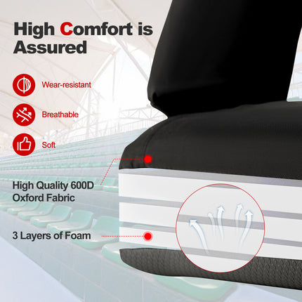 Foldable Bleacher Chair with 6 Reclining Positions and Padded Cushion-Black