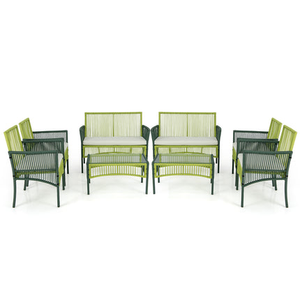 4 Piece Patio Round Wicker Conversation Set