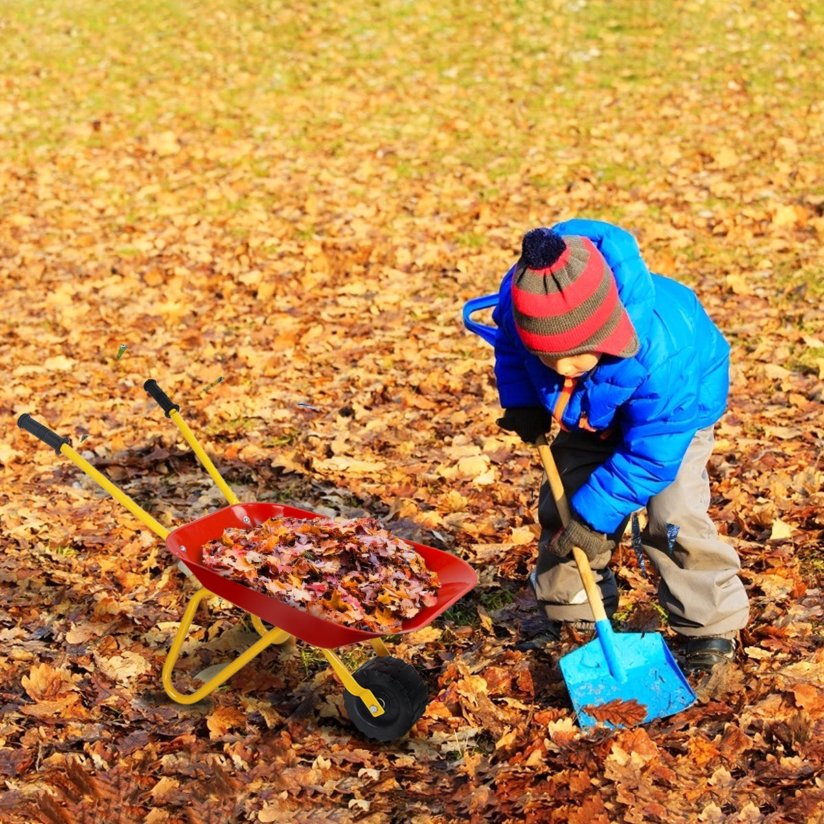 Brouette en métal rouge pour enfants, jouet de jardin d'extérieur