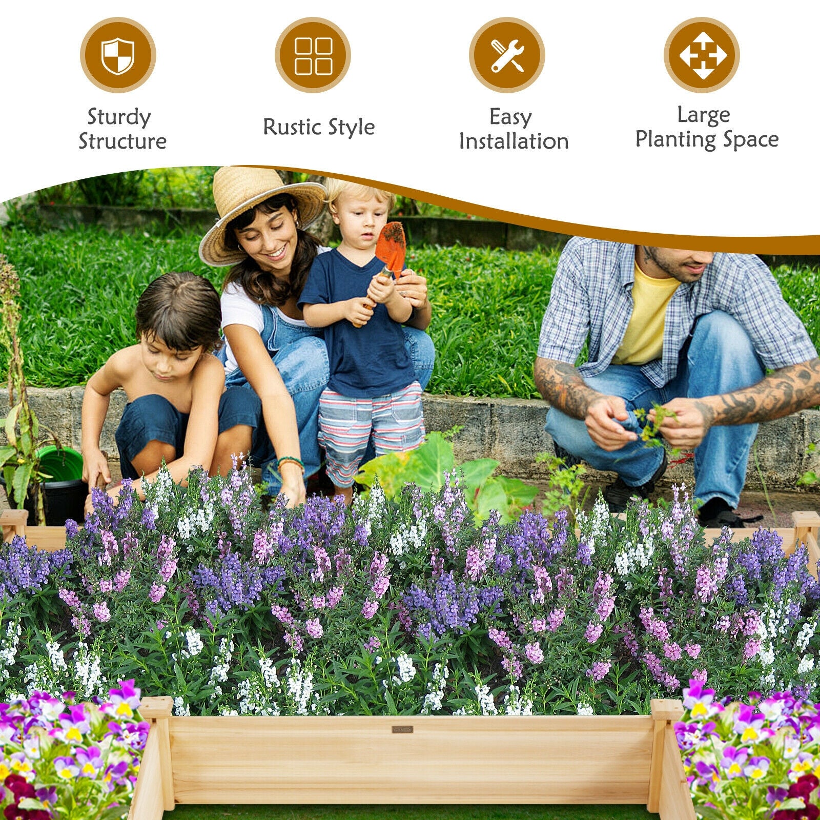 Carré potager en bois en forme de U pour jardin et terrasse