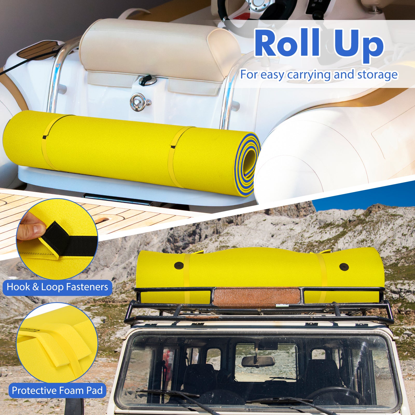 9' x 6' 3 Layer Floating Water Pad Foam Mat -Yellow