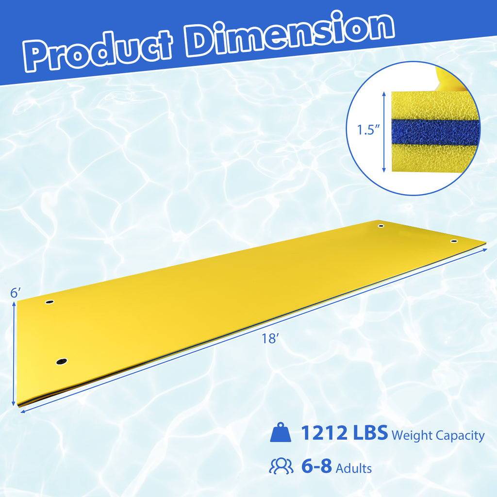 3 Layer Floating Water Pad Foam Mat-Yellow