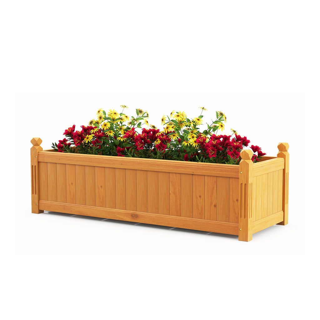 Jardinière de jardin rectangulaire en bois avec système de drainage - Naturel