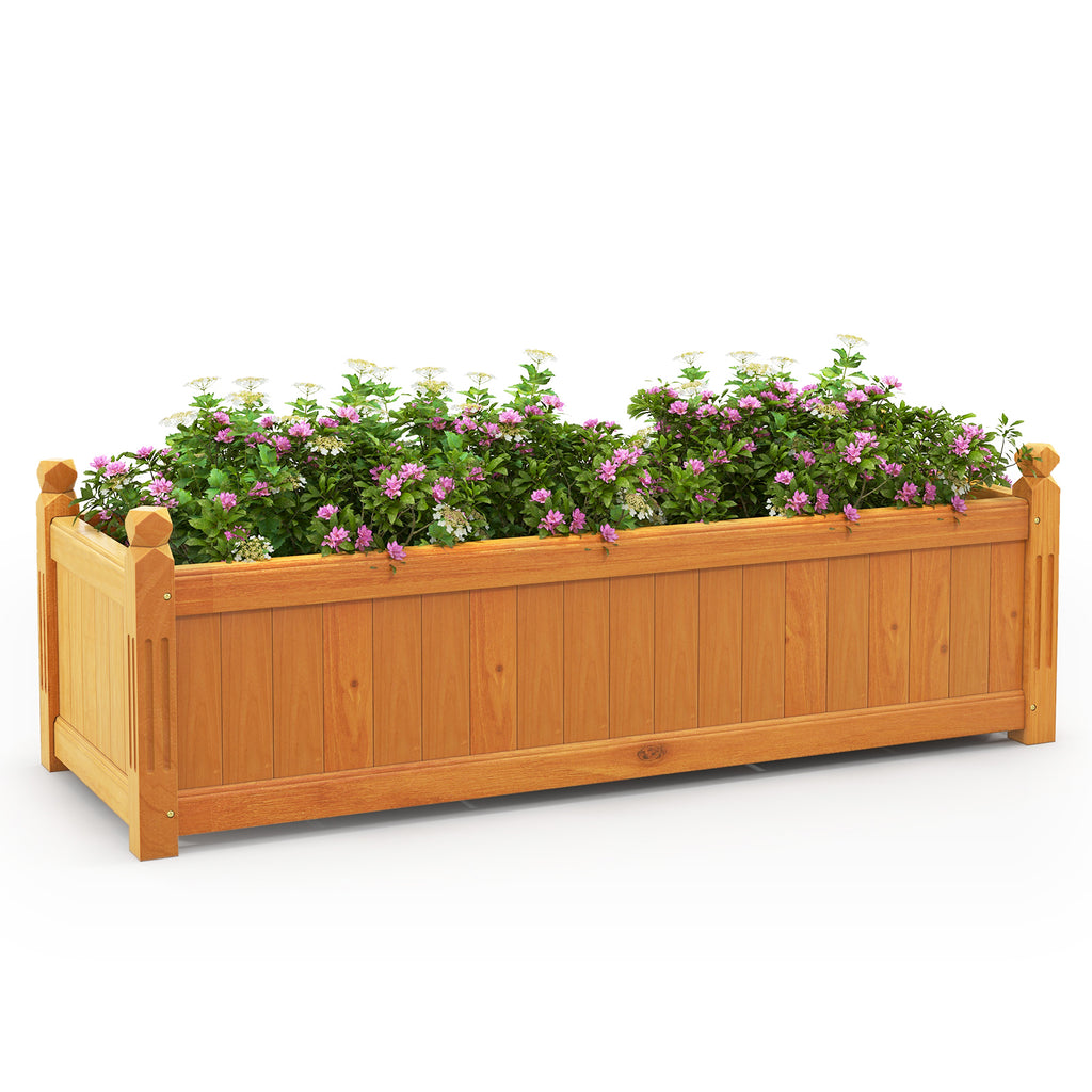 Jardinière de jardin rectangulaire en bois avec système de drainage - Naturel