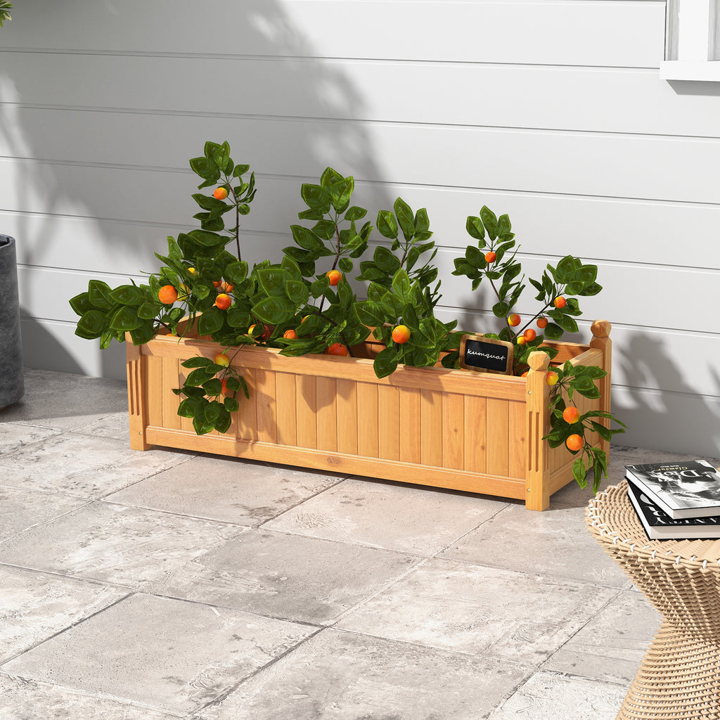 Jardinière de jardin rectangulaire en bois avec système de drainage - Naturel