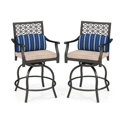 Set of 2 Outdoor Bar Height Chair with Soft Cushions