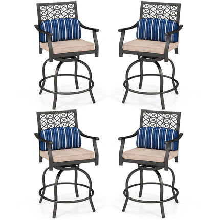 Set of 2 Outdoor Bar Height Chair with Soft Cushions