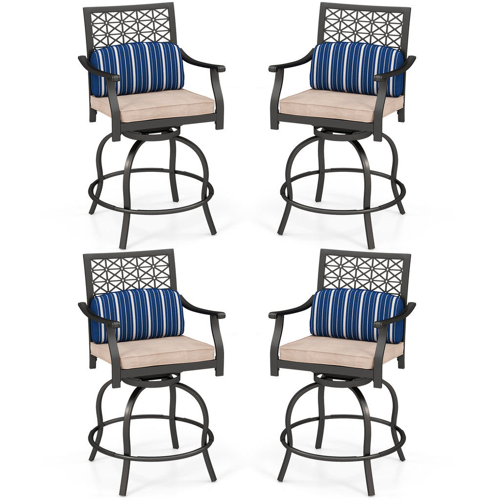Lot de 2 chaises de bar d'extérieur avec coussins moelleux