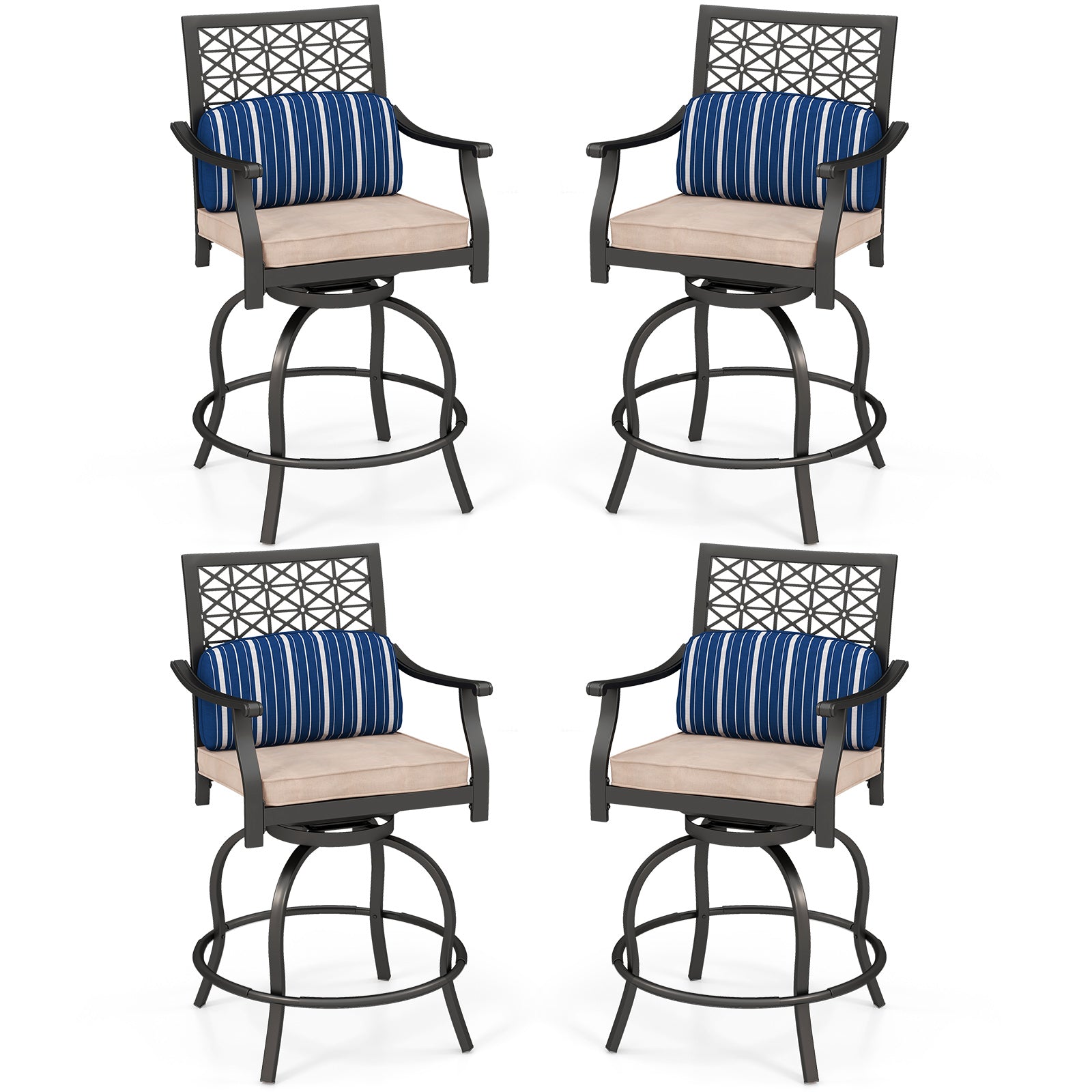 Lot de 2 chaises de bar d'extérieur avec coussins moelleux