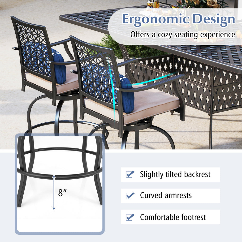 Lot de 2 chaises de bar d'extérieur avec coussins moelleux