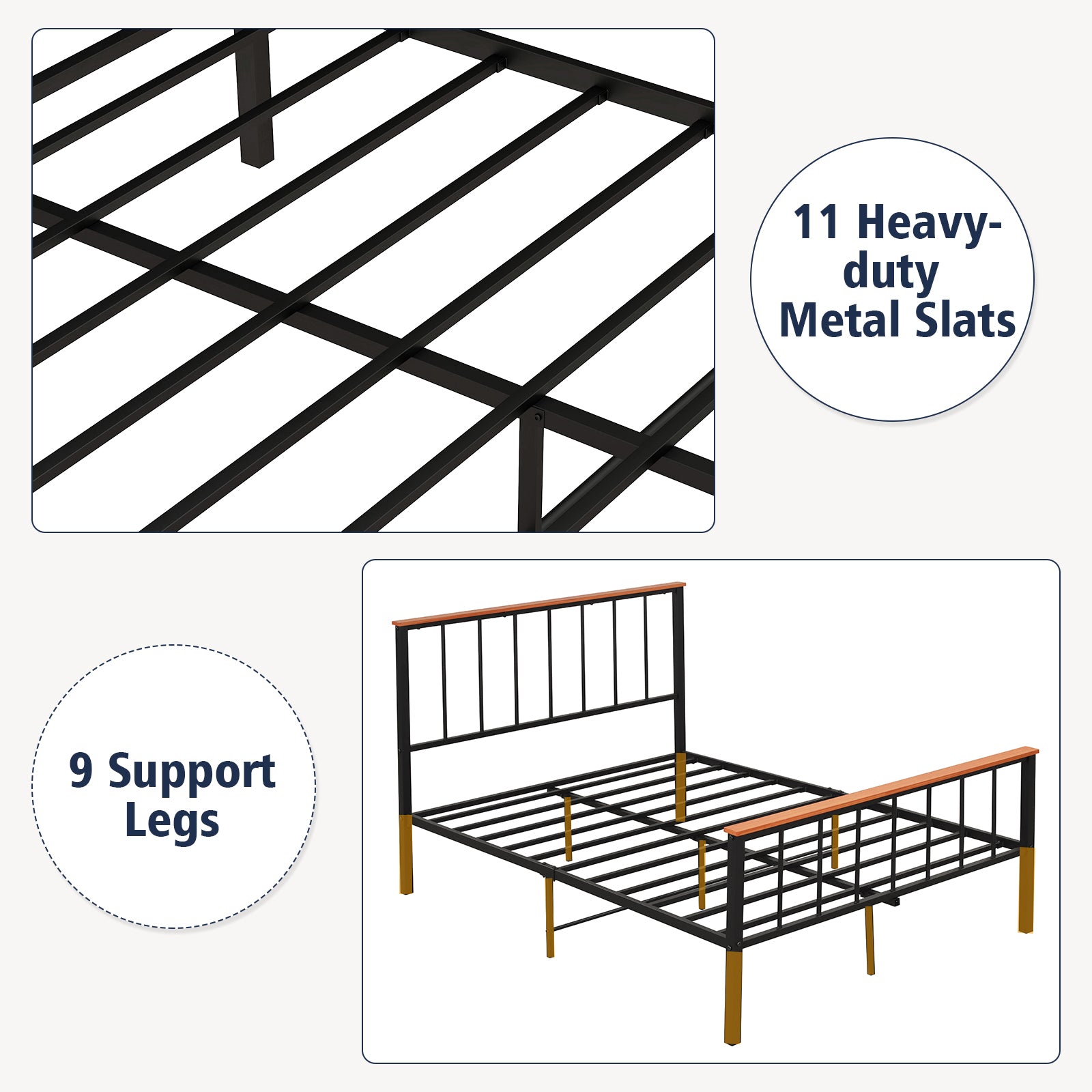 Full/Queen Bed Frame with Headboard and Footboard-Full Size