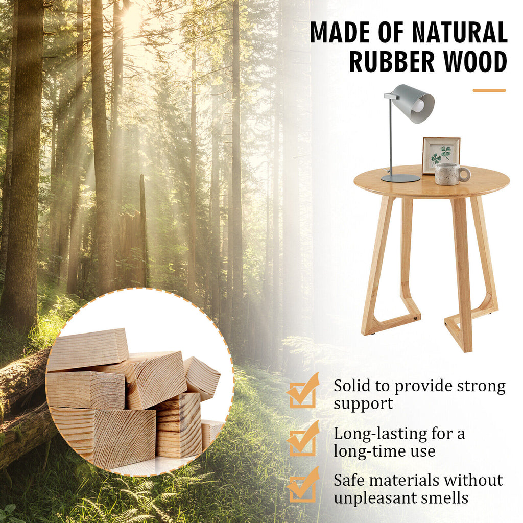 24 Inch Round End Table with Adjustable Foot Pads Natural