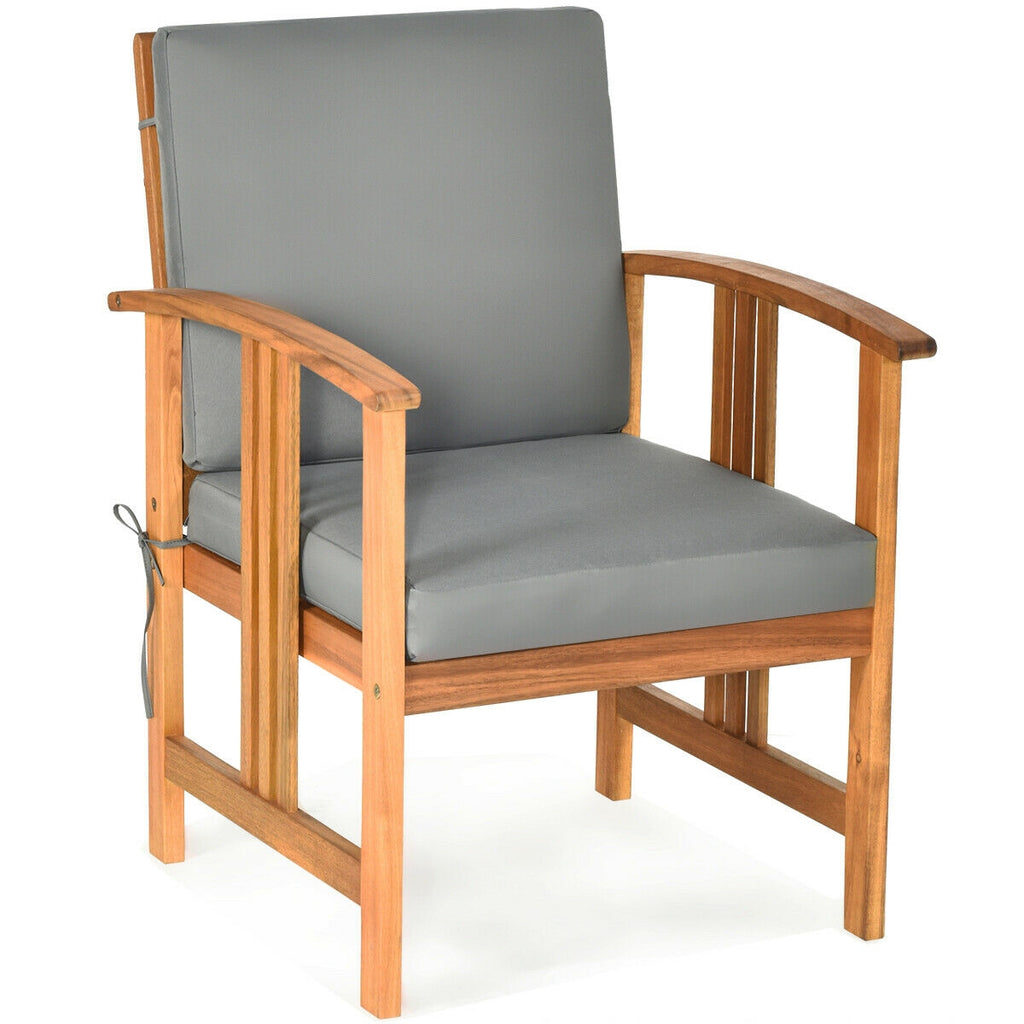 Ensemble de mobilier de patio 3 pièces en bois massif-Gris