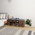 9-cube Adjustable Storage Shoe Bench with Padded Cushion-Rustic Brown