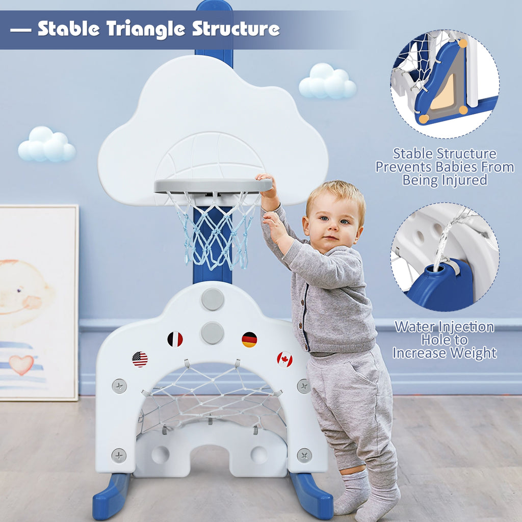 Panier de basket 3 en 1 pour enfants avec ballons - Blanc
