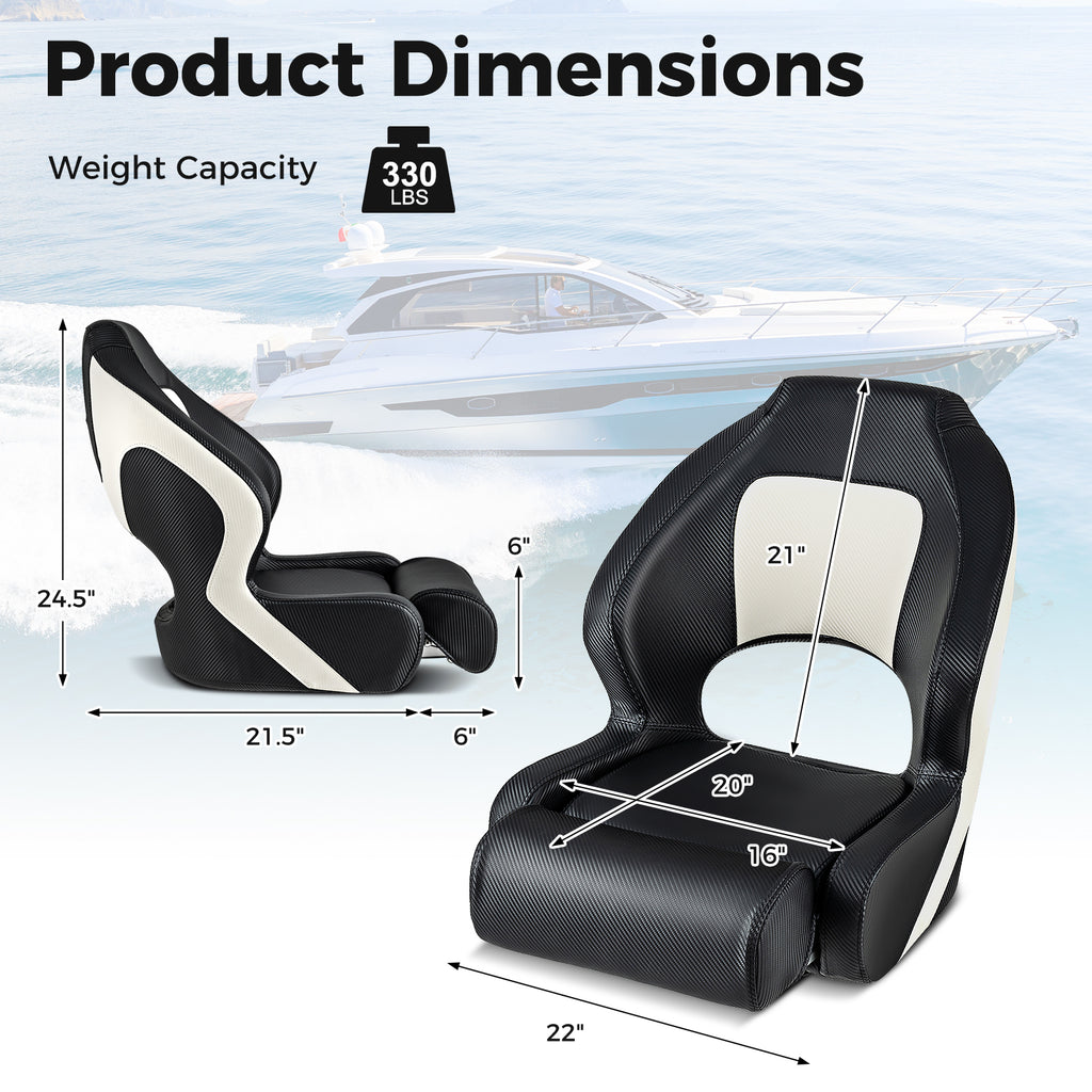 Captain Bucket Seat with Waterproof PVC Leather for Sightseeing Boat-Black