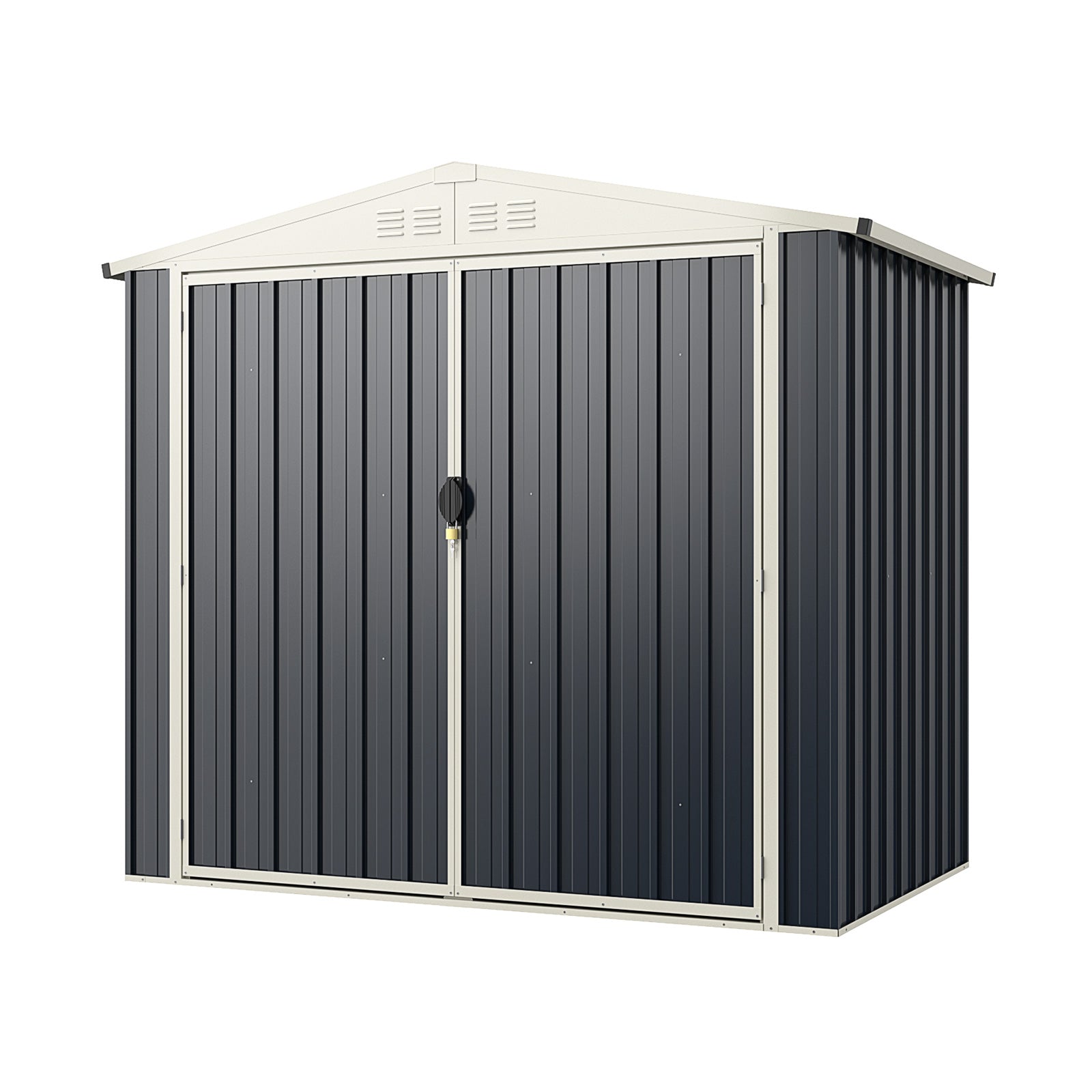 Abri de jardin extérieur en métal de 2,1 x 1,2 m avec porte verrouillable – Gris