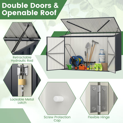 6.3 x 2.8 FT Metal Outdoor Storage Shed Rustproof Steel Tool Shed with Lockable Door-Gray